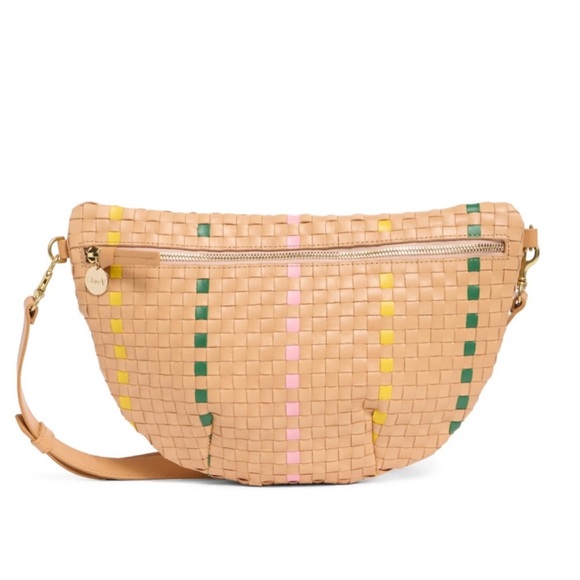 Clare V Handbags - Clare V Grande Fanny Bisque Woven Leather